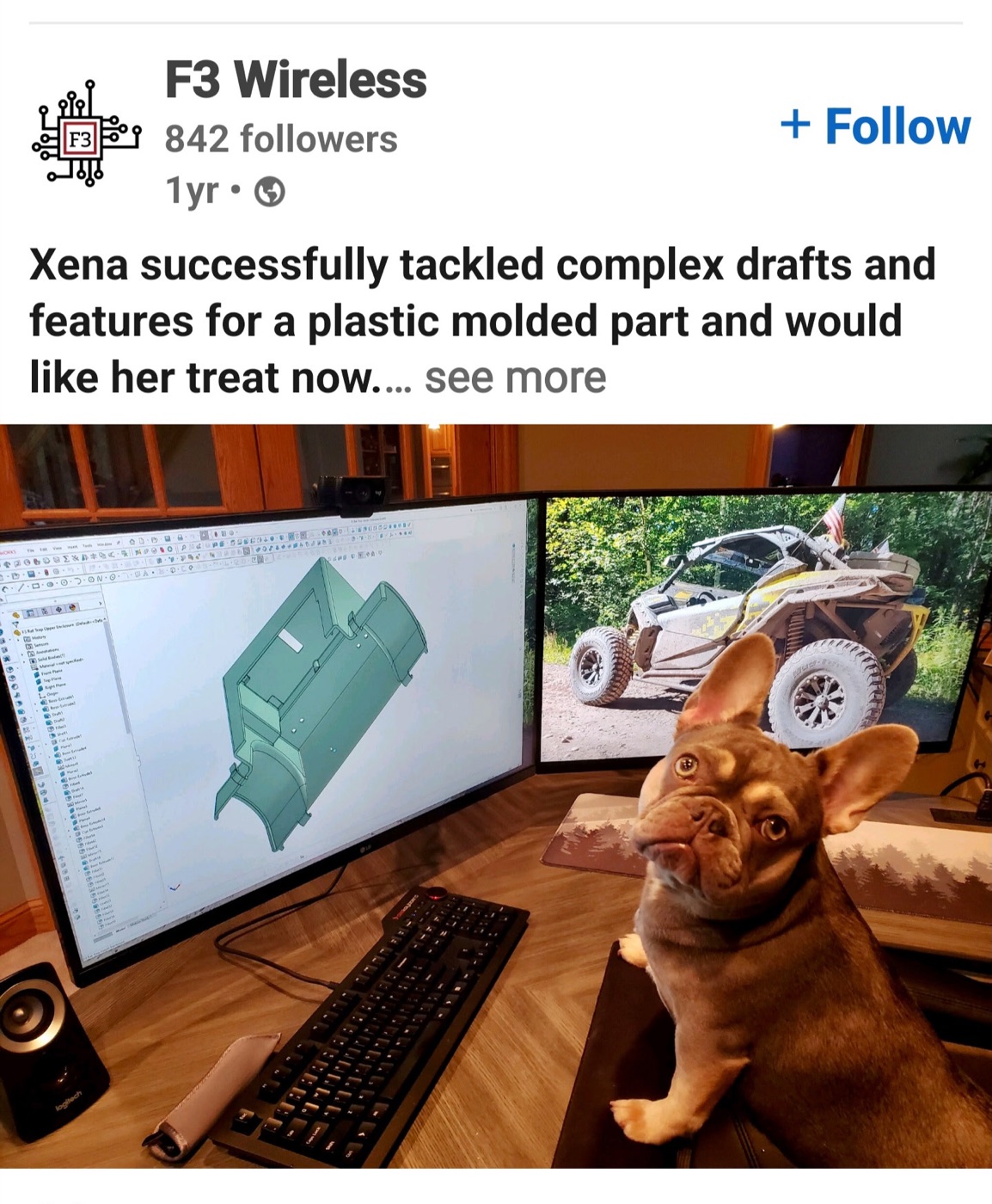 Xena at the CAD workstation — F3 Wireless post