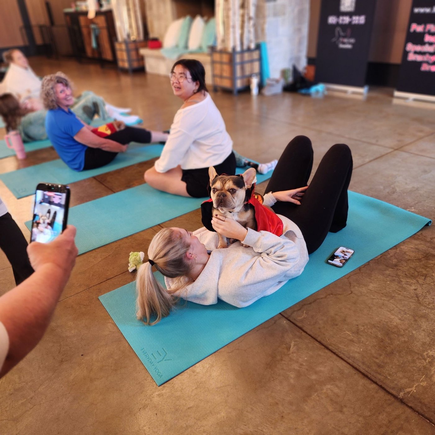 Puppy yoga with Forever Frenchies